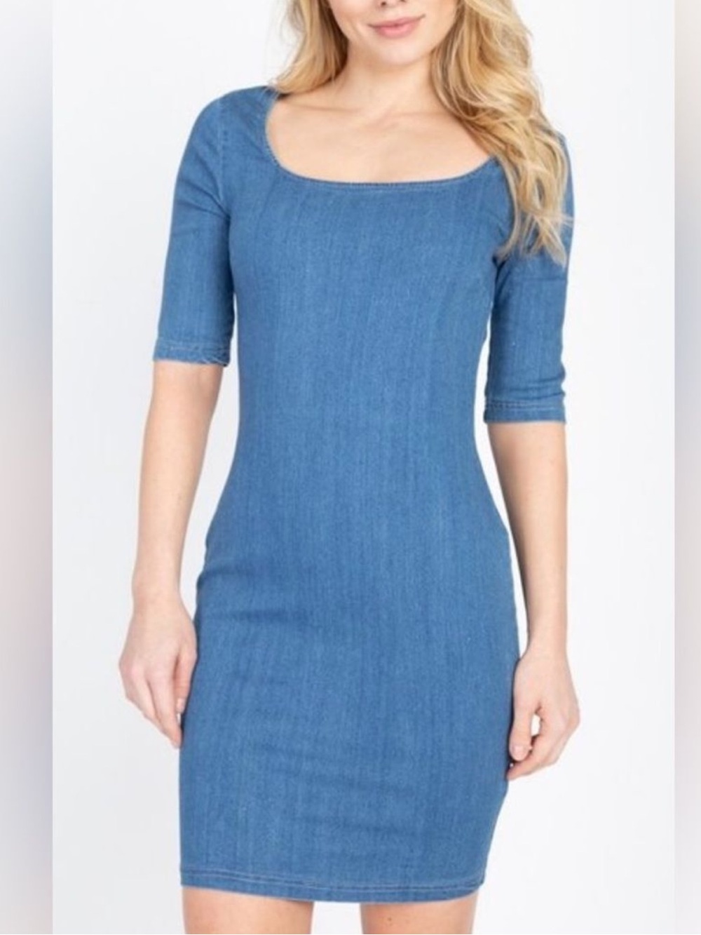Iris Denim Dress Size XL (size 14/16) scoop neck 1/2 sleeves EUC!